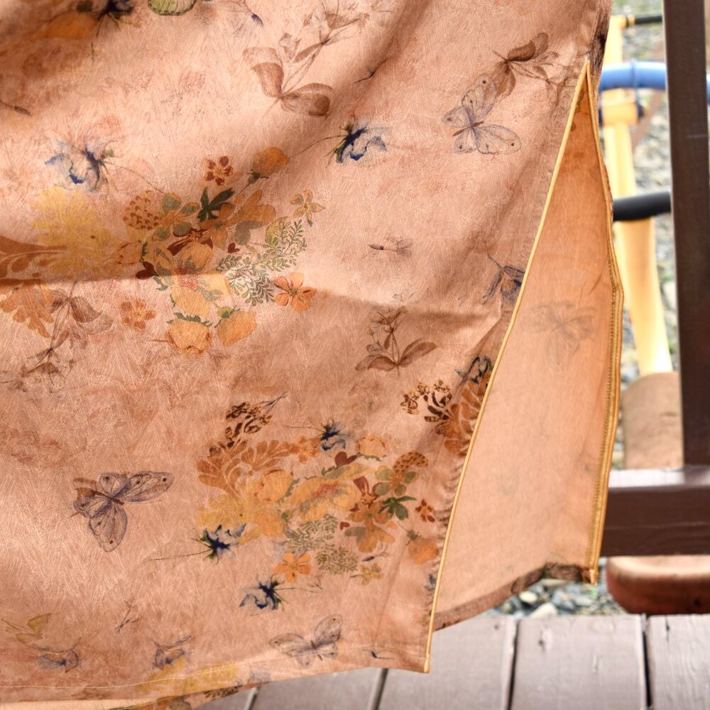 Yellow Flower Butterfly Qipao Long Dress - Chinese Traditional Cheongsam - Picture 3 of 4